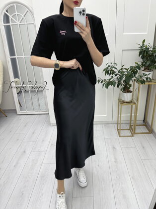 Saténová sukňa Daphne - čierna A786
