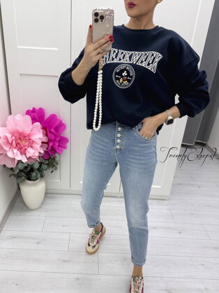 Tmavomodrá mikina Greek Week s potlačou C9