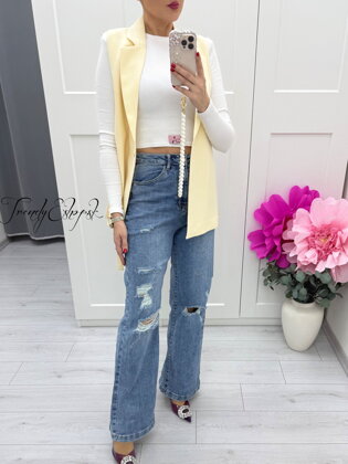 Modré široké potrhané rifle M´SARA C149