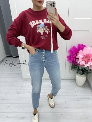 Bordová mikina s nápisom OLD BASE C186