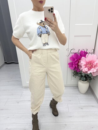 Béžové bavlnené nohavice JOY C209