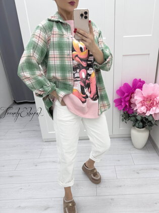 Zeleno-ružová károvaná košeľa C224