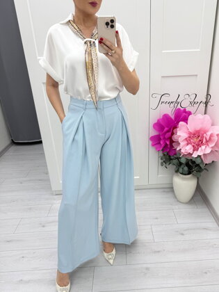 Biela saténová blúzka so šatkou C320