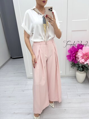 Pastelovo-ružové široké nohavice na puky C261