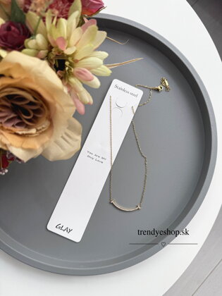 Retiazka so štrasovým príveskom Stainless Steel - zlatá C1748