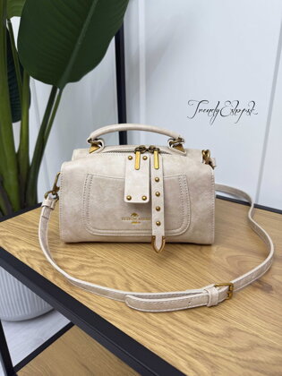 Crossbody kabelka so zlatým nápisom - béžová B251