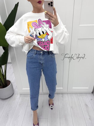 Bavlnené MOM FIT džínsy - modré B388