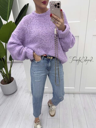 Pletený OVERSIZE sveter Derek - fialový B489