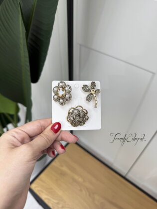 Set troch brošní KVIETKA - zlatá B631