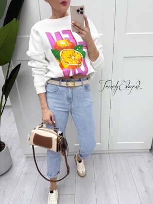 OVERSIZE mikina LEMON - biela B30