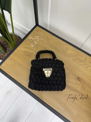 HANDMADE pletená kabelka - čierna B1304