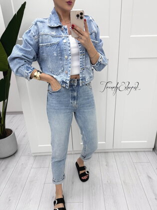 Denim rifľová bunda Emilly - modrá B907