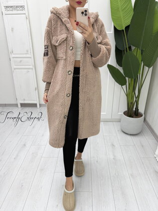 TEDDY kabát s kapucňou Velsatino - hnedý B2139 TEDDY kabát s kapucňou Velsatino - hnedý B2139