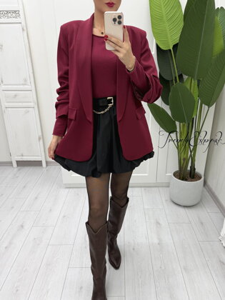 Elegantné sako bez zapínania Sasha - svetlobordové B1981 Elegantné sako bez zapínania Sasha - svetlobordové B1981