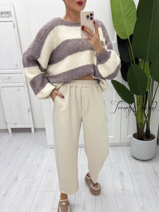 Nohavice s prešívaním Ester - krémová B2071 Nohavice s prešívaním Ester - krémová B2071