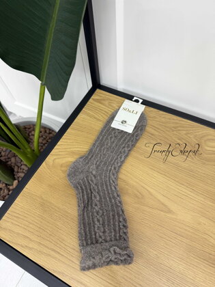Vlnené ponožky s vrkočovým vzorom - fango B2271