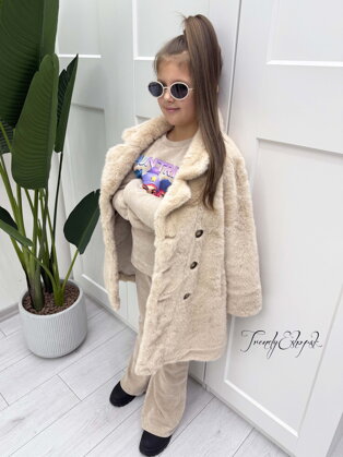 Detský plyšový kabát Esme - béžový B2232
