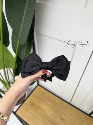 Saténová gumička do vlasov MAŠĽA - čierna B2285a