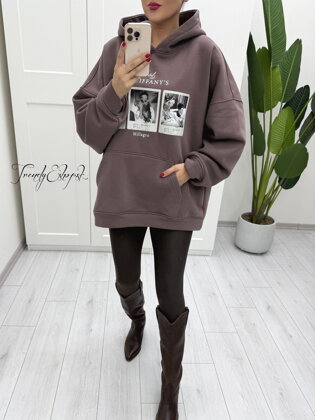 Mikina s kapucňou Breakfast at TIFFANY´S - čokoládová B1691