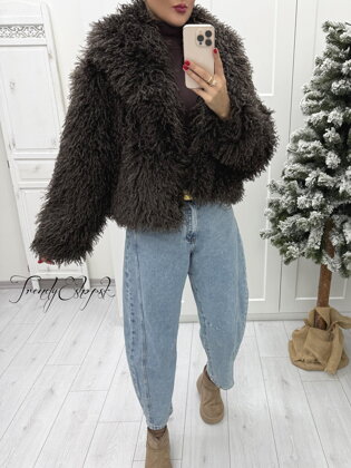 Kučeravý kožuštek SIENA - čokoládový B2150