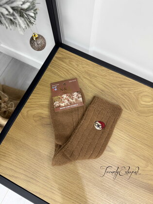 Vlnené ponožky BEAR - okuliare - škoricové B2300