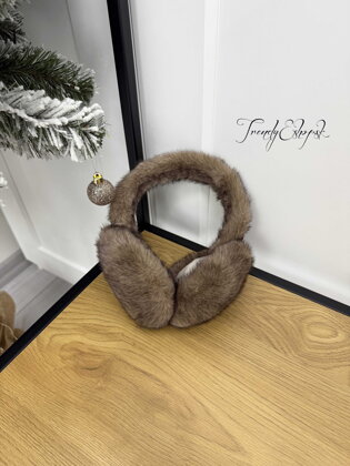 Kožušinové chrániče na uši - hnedé B2306