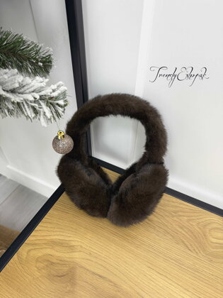 Kožušinové chrániče na uši - tmavohnedé B2304