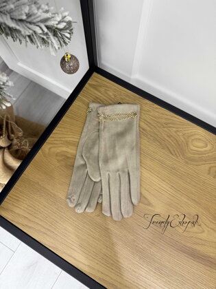 Rukavice s retiazkami - béžové B2217