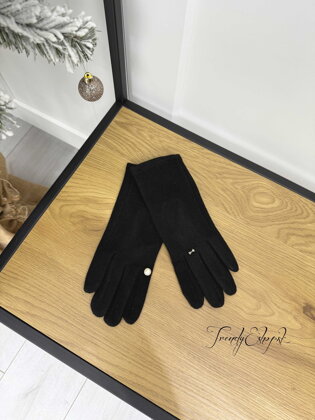 Elegantné rukavice s kamienkami - čierne N2801