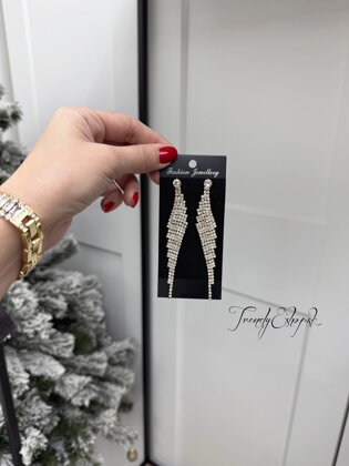 Dlhé štrasové náušnice Greta - zlato-strieborné B2328