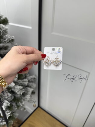 Zirkónové náušnice s kamienkami - strieborno-zlaté B2333