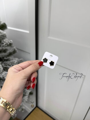 Drobné napichovacie náušnice Kvietočky - SS - čierno-zlaté B268