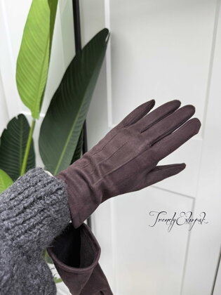 Semišové rukavice - tmavohnedé B2473