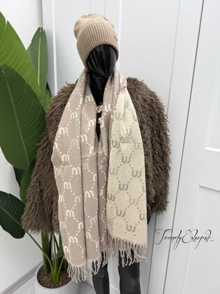 Vzorovaný šál - khaki B2492