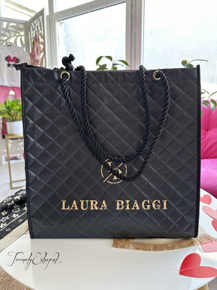 Veľká Shopper taška Laura Biaggi - metalická čierna A168
