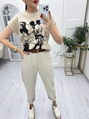 Pohodlné tričko Disney LOVE - béžové A661