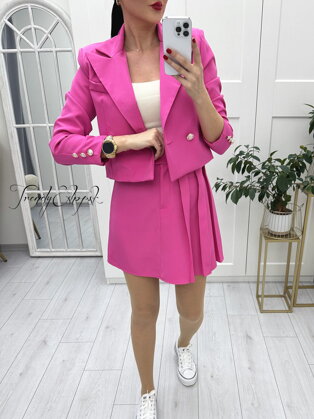 Elegantný sukňový komplet Mariell - cukríkovo-ružový A735