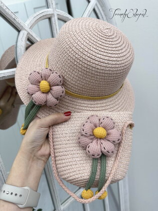 Detský set klobúčik s kabelkou - staroružový A914