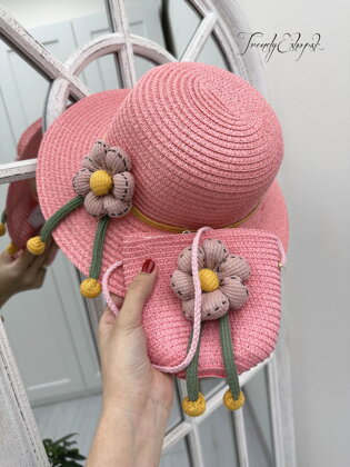Detský set klobúčik s kabelkou - ružový A915