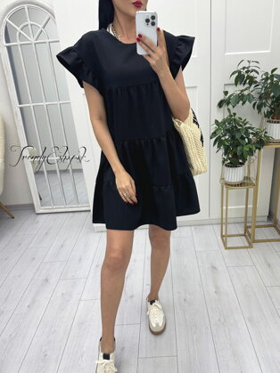 Voľné ľanové šaty Chloe - čierne A953