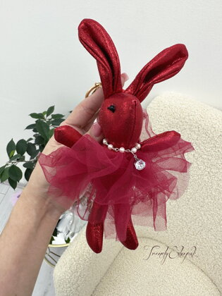 Metalická kľúčenka Bunny Ballerina - červená N374