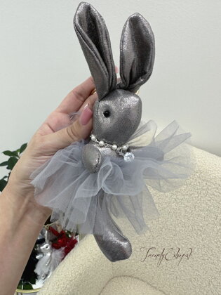 Metalická kľúčenka Bunny Ballerina - šedá N372