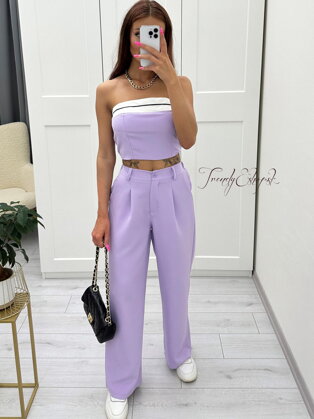 Elegantný nohavicový komplet s topom Gavin - fialový N1096