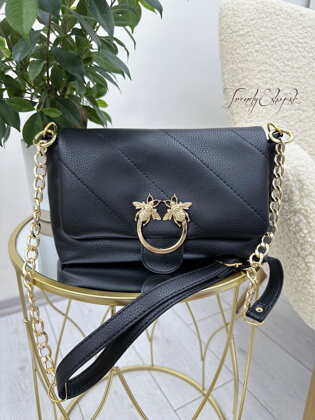 Prešivaná crossbody kabelka Double Bees - čierna N624 
