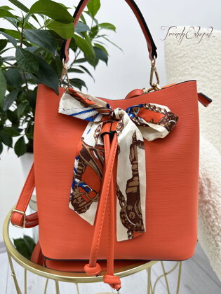Pevná kabelka so šatkou Norra - výrazne oranžová N631