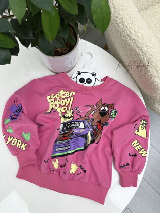 Detská OVERSIZE mikina Scooby Doo - ružová N656