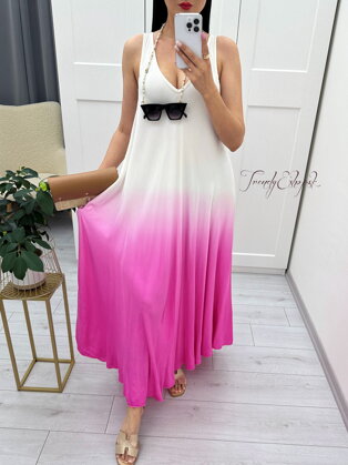 Letné šaty Lisa - bielo-ružové N1144