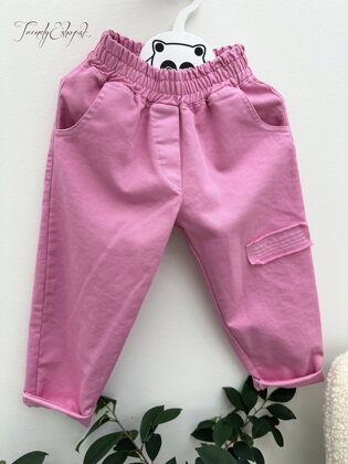 Detské nohavice s plátkami - ružové N1274a