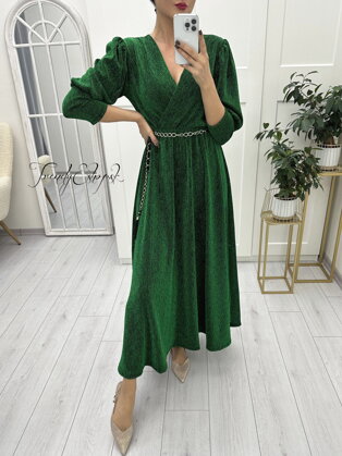 Dlhé trblietavé šaty Taylor - zelené N2228