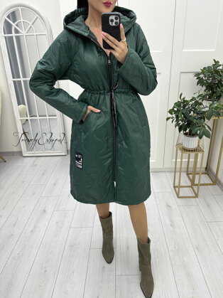 Prešívaná bunda s kapucňou Eloise - smaragdová N1734